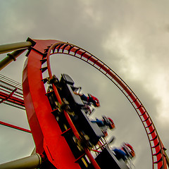 Image showing crazy rollercoaster rides at amusement park