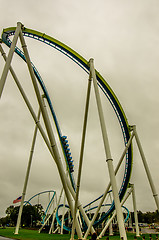 Image showing crazy rollercoaster rides at amusement park