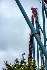 Image showing crazy rollercoaster rides at amusement park