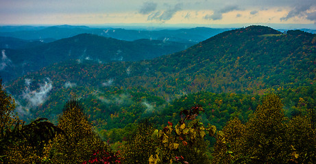 Image showing driving through  blue ridge mountains national park 