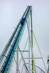 Image showing crazy rollercoaster rides at amusement park