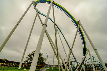 Image showing crazy rollercoaster rides at amusement park