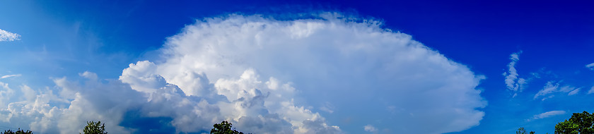 Image showing panorama of a cumulous cloud on blue sky
