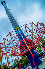 Image showing crazy rollercoaster rides at amusement park