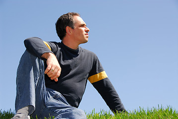 Image showing Man looking at sky