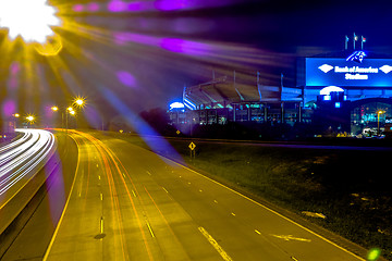 Image showing night time on streets of charlotte north carolina