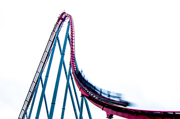 Image showing crazy rollercoaster rides at amusement park