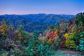 Image showing driving through  blue ridge mountains national park 