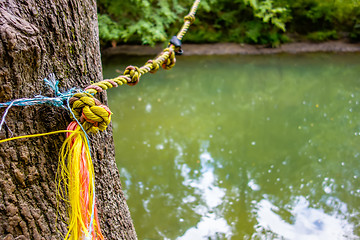 Image showing swing jump rope for jumping into river