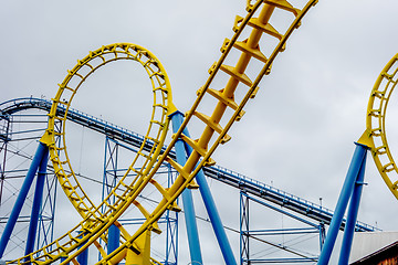 Image showing crazy rollercoaster rides at amusement park