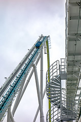 Image showing crazy rollercoaster rides at amusement park