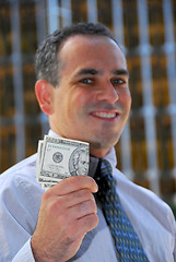 Image showing Businessman hold money