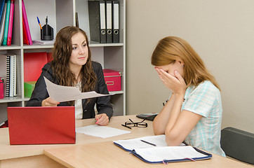 Image showing Office worker punished crying head office