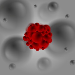 Image showing Red bacterium molecule on dark background