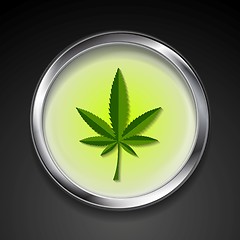 Image showing Cannabis icon on metal button