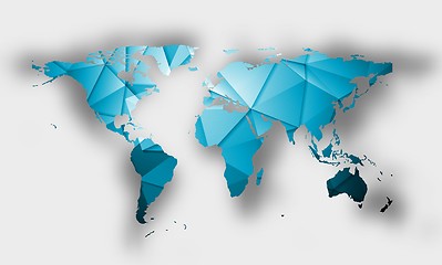 Image showing Blue polygonal world map with shadow