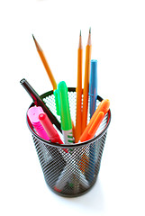 Image showing Pens and pencils in pencil holder