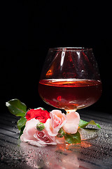 Image showing Still Life With Glass And Rose