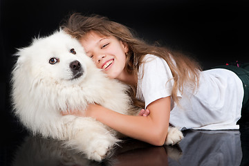 Image showing Girl And Husky