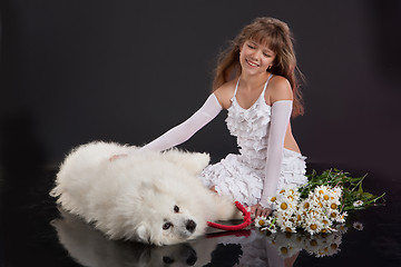 Image showing Girl And Husky