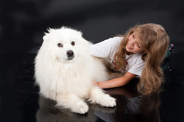 Image showing Girl And Husky