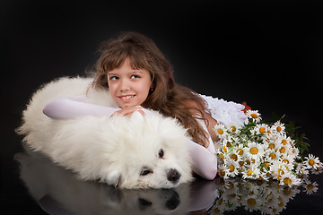 Image showing Girl And Husky