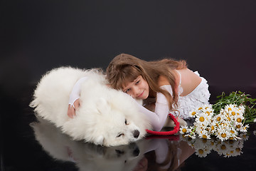 Image showing Girl And Husky