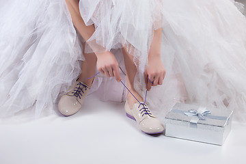 Image showing Woman\'s Legs And Wedding Dress