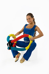 Image showing Young Woman And Training Device