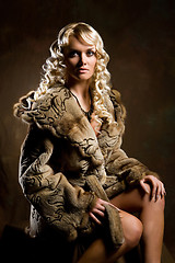 Image showing Young Beautiful In A Fur Coat