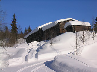 Image showing Old Norwegian farm at winter time