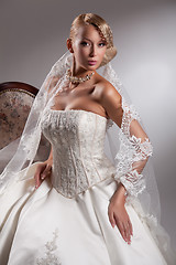 Image showing Young Beautiful Woman In A Wedding Dress