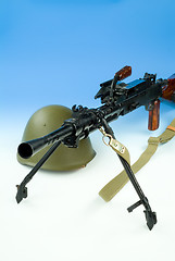 Image showing Machine-Gun And Helmet