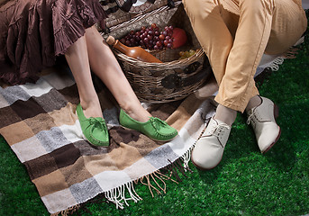 Image showing Woman, Man And Picnic Basket