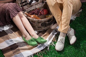 Image showing Woman, Man And Picnic Basket