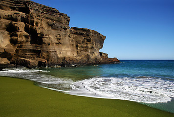 Image showing Green sand beach