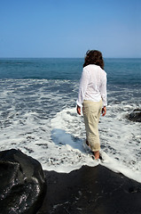 Image showing Black sand beach on Big Island