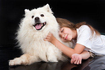 Image showing Girl And Husky