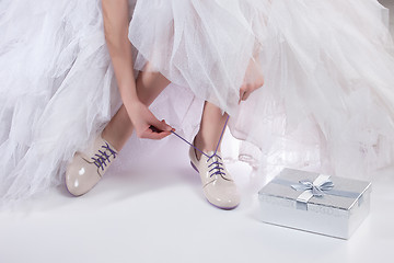 Image showing Woman\'s Legs And Wedding Dress