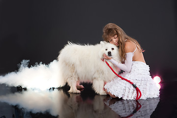 Image showing Girl And Husky