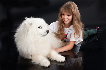 Image showing Girl And Husky