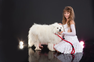 Image showing Girl And Husky