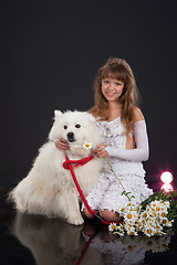 Image showing Girl And Husky