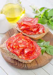 Image showing bread with salami