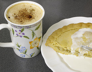 Image showing cappuccino and apple-pie