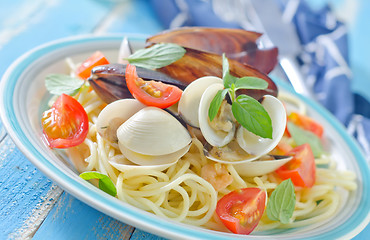 Image showing pasta with seafood