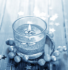 Image showing candle and christmas decoration