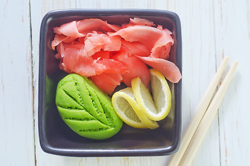 Image showing wasabi and ginger in bowl