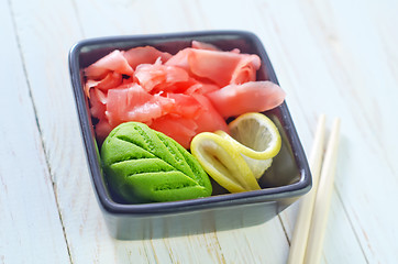 Image showing wasabi and ginger in bowl