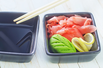 Image showing wasabi and ginger in bowl